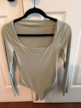 Abercrombie & Fitch Light Sage Scoop Neck Long Sleeve Bodysuit